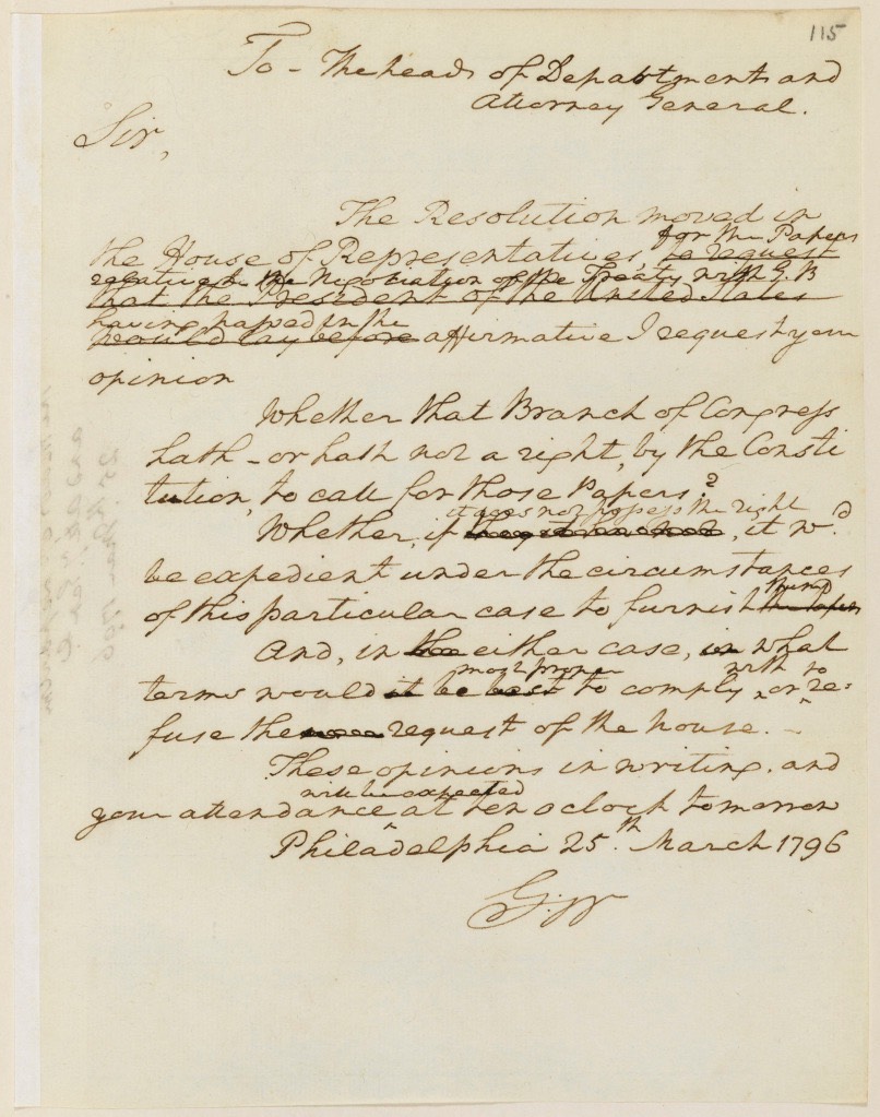 Washington on Exec Privilege